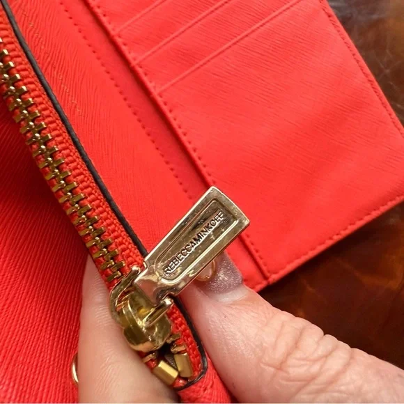 NWOT Rebecca Minkoff Navy Blue/Red Saffiano Leather Wallet MSRP$195 - Picture 2 of 11